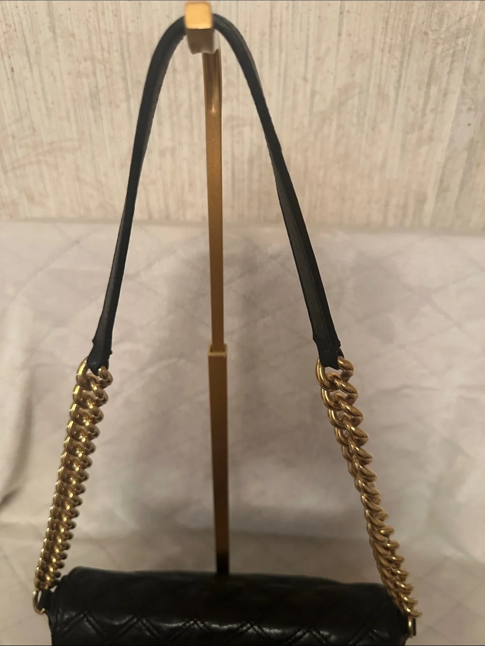Marc Jacobs  Black Quilted Leather Shoulder Bag with Gold Hardware